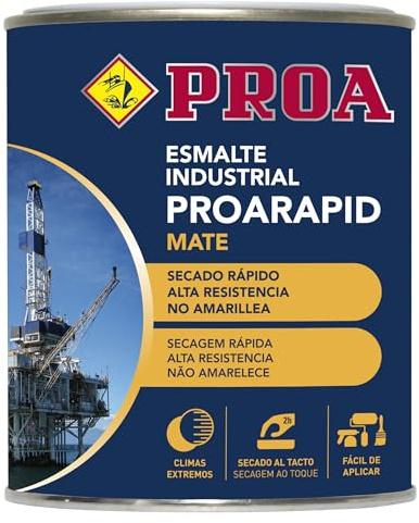 ESMALTE INDUSTRIAL PROARAPID. Negro RAL 9005. 750ML. Mate. Esmalte de secado rápido y gran dureza. PROA