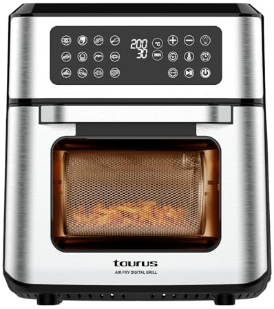 Taurus - Freidora de Aire y Horno 2 en 1 | 1800W Potencia | Capacidad de 12L | Pantalla Táctil con 12 Programas | Air Technology 99% Menos Grasa | Fácil de Limpiar