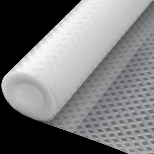 Zindoo Tapis Fond de Tiroir Antiderapant Grille Transparent Protection Tiroir Cuisine EVA Non-adhésif La Découpe Personnalisable Antibacterien Étanches pour Tiroir Frigo Placard 44.5x500CM