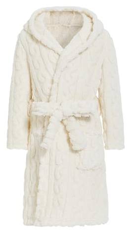JiAmy Girls Dressing Gown Fleece Hooded Bathrobe Kids Warm Soft Bath Robe Fuzzy Towel Robes 4-14Years Kids