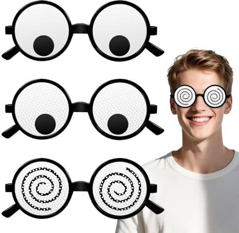FrostyFlair Roliga glasögon, 3 stycken nyhetsglasögon med googly Eyes, humoristiska festglasögon för fotorekvisita kostymtillbehör, cosplay och barnfester för vuxna