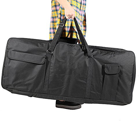 61-Key Keyboard Electric Piano Organ Gig Bag Soft Case Dual Zipper 600D Cloth PE Foam Padded Adjustable Handle Straps Water- Inner with Small Pockets for Accessories Transport Carrying