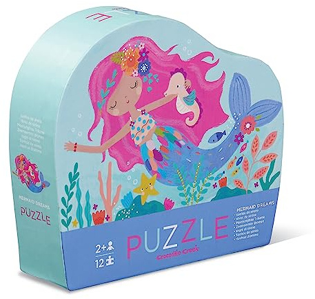 Crocodile Creek Mini-Bodenpuzzle – Meerjungfrau Träume – 12 große Puzzleteile – für Kinder ab 2 Jahren – robuste Box zur Aufbewahrung – fertiges Puzzle misst 22,9 x 30,5 cm