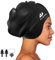 Alepo Extra Large Swim Cap for Women Men, Durable Silicone Swimming Hat with Ear Protection, Unisex Adults Bath Swimming Caps for Long Thick Curly Hair & Dreadlocks Braids Weaves Afro Hair (Black)