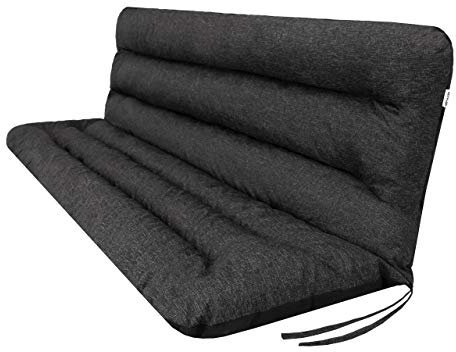 PillowPrim Cojín para columpio de Hollywood, Cojín para banco de jardín, Cojín para banco, Cojín para banco, Cojín de asiento y respaldo, Cojines para Exterior, Ancho del asiento: 150 cm, Color negro