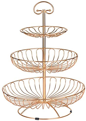 YRHH Fruit Etagere Metal Fruit Bowl 3 Tier Fruit Bowl Decorative Fruit Basket for The Kitchen Living Room Sorting Out Fruit-Golden