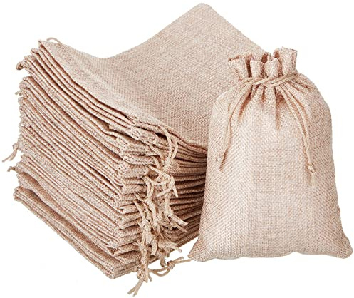 Daucin 30 bolsas de arpillera con cordón, 13 x 18 cm, bolsas de lino reutilizables de yute para regalos de boda, fiesta, cumpleaños, manualidades, Halloween, Navidad