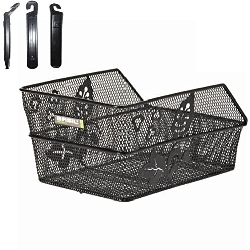 Basil Cento Flower Gepäckträgerkorb Schultaschenkorb Schwarz Gr. L inkl. Reifenheber