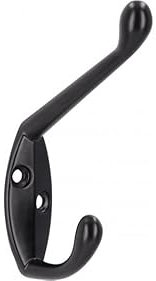 SIRO Kleiderhaken Schwerte, Schlicht, Druckguss schwarz matt pulverbeschichtet, 87 mm x 56 mm x 18 mm, LA 11 mm, 745/PB12