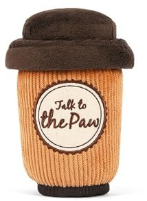 P.L.A.Y. – Pet Lifestyle & You P.L.A.Y. Cute Plush Dog Toy - Cafe Food Durable Squeaky Toy Ideal for Puppies and Small, Medium and Large Dog Breeds - Machine Washable, Recycled Materials