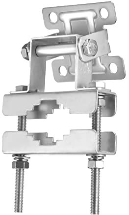 Bingfu Support Mural Antenne Fixation Pince à Mât Antenne Réglage de l'angle Antirouille Accessoires Matériels pour Extérieur Maison Support de Poteau d'antenne Kits de Montage