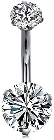 incaton Piercing Ombelico 14G in Titanio - Barra Corta con Palline CZ (10mm) | Gioiello Ipoallergenico Senza Nichel | per Guarigione Sicura