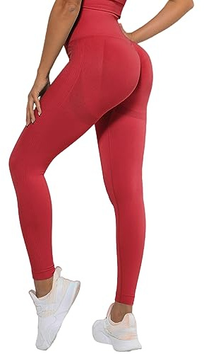 Merlvida Push Up Legging de Sport Femme Elastique Opaque Pantalon Femme Taille Haute Compression Anti Cellulite Leggings Femme Butt Lift Slim Fit Sportswear sans Couture Collants Gym Yoga Fitness