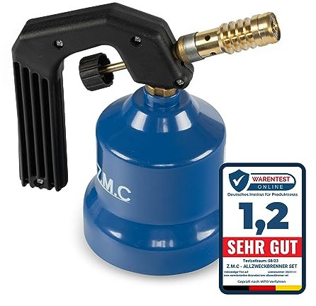 Z.M.C Brûleur à gaz 2,2 kW - Brûleur de cuisine avec flamme réglable - Embout pour camping - Chalumeau à souder pour cartouche perçable de 190 g