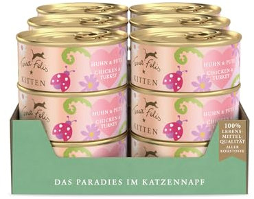 TERRA FELIS Kitten Huhn & Pute Nassfutter, Premium Kittennahrung in 100% Lebensmittelqualität Aller Rohstoffe I 90% Fleischanteil, getreidefrei I (18x70g)