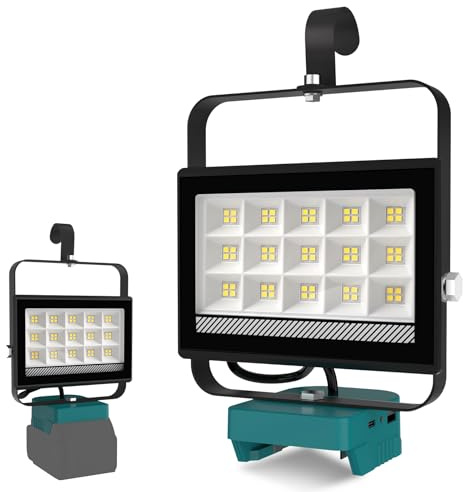 Foco LED Recargable para Baterías Ma-kita 18V T-SUN 4500LM 60W Luz LED Trabajo Portátil con USB/Type-C Protección de Baja Tensión 6000K Lámpara a Batería para Camping Construcción Garaje(Sin Batería)