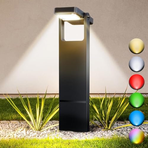 iseeway Solar Gartenleuchten für Außen 4 Stück, Einstellbarer Neigungswinkel Solarleuchten, Mehrfarbige LED, IP65 Wasserdicht Wegeleuchten Außen Solar für Gartenwege, Einfahrt, Rasen