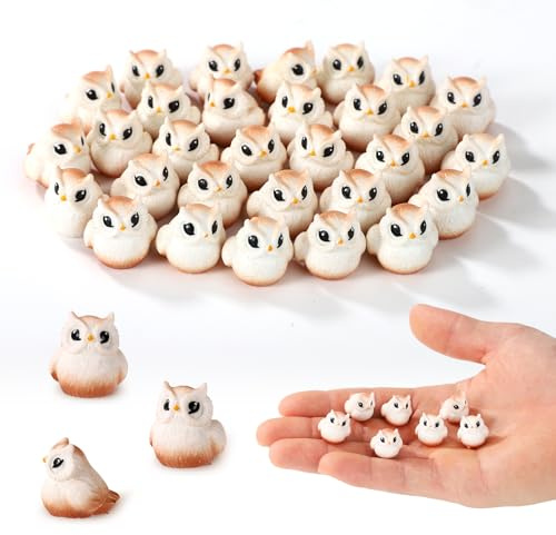 TOYMIS 30pcs Mini Resin Owl Figurines, Tiny Small Resin Animals Miniature Owl Sculpture Ornaments for DIY Craft Garden Micro Landscape Plant Pots Home Decor and Car Accessories