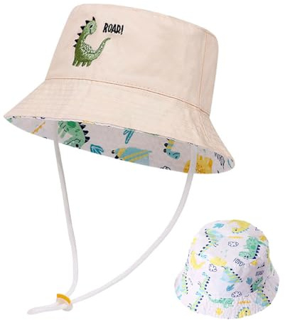 XNDZ Baby Sun Hat Toddler Kids Reversible Bucket Hat Summer Beach Fishing Sun Protection Hat for 1-6 Years Boys and Girls