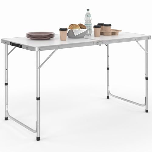 IDMarket - Mesa de camping plegable regulable en altura 120 cm