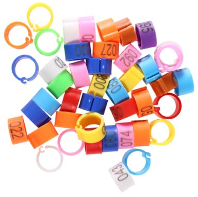Hohopeti Plastic Bird Foot Rings Numbers Visually Appealing Identification Bands 100pcs 8mm for Marking Suspected Male Birds Random Color for Pigeons and Parrots in Bird Supplies