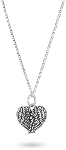Heather Needham 925 Sterling Silver Angel Wing Heart Pendant Necklace, 15mm Winged Heart Charm, 16 inch Chain + 2 inch Extender, Gift Boxed 013