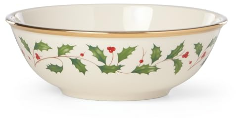 Lenox 883431 Holiday Place Setting Bowl, Red & Green, Christmas Dinnerware
