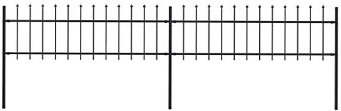 vidaXL Gartenzaun mit dekorativen Speerspitzen Schmuckzaun Metallzaun Zaun Zaunelemente Stahlzaun Gitterzaun Zaunfeld Tor Stahl 3,4x0,6m Schwarz