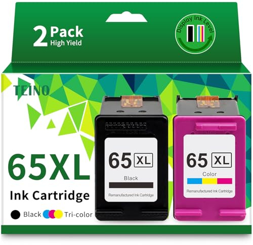 TEINO 65XL 65 Ink Cartridges Black/Color Combo Pack Replaced for HP Ink 65