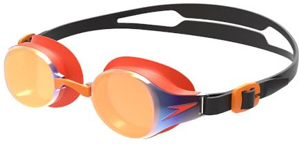Speedo Unisex Kinder Hydropure Schwimmbrille | Schnelltrocknend | Training | Fitness | Chlorbeständig Schwimmbrille, Schwarz/Mango/Gold, Einheitsgröße