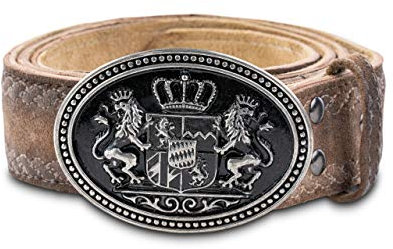 Trachtengürtel Matteo mit Stickereien - Echtleder Gürtel aus der Meisterstückserie - Original Schöneberger Trachten Lederhosen Ledergürtel - Matteo (58/60, Braun-Antik)