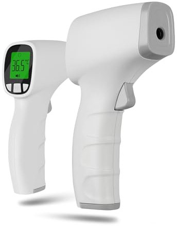 Pulox JPD-FR202 Infrarot-Fieberthermometer - Kontaktloses Stirn- und Oberflächen-Thermometer für Babys und Erwachsene - LCD-Anzeige, Fieberalarm und Speicherabruf