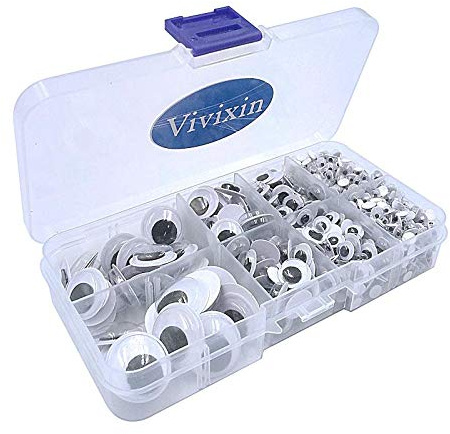Vivixin 730pcs Self Adhesive Wiggle Googly Eyes, Black Plastic Googly Eye for Crafts, Wobbly Googly Eyes, Large and Small Assorted Sizes Sticker Eyes for DIY