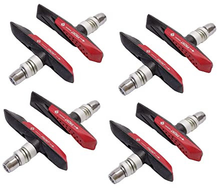 P4B | 4 Paar V-Brake Bremsschuhe für Felgenbremse - Silent Stop – Asymmetrisch | Selbstreinigend und optimal bei Nässe Dank Profil im Airflow-Design | Allwetterbremsschuh | Bremsbeläge für Fahrräder