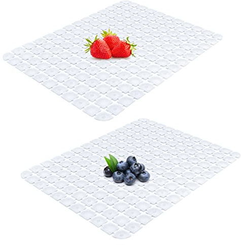 2 Pcs OTHWAY PVC Sink Mats, 15.7 x 11.8 Extra Large Kitchen Sink Protectors for Stainless Steel/Porcelain Sinks, Quick-Dry Dish Drying Mats (Clear)