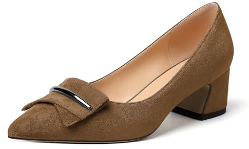 Elashe Femme Escarpins Bout Pointu Escarpin Chaussure Petit Talon Chaussure Chic Confortable Marron EU43