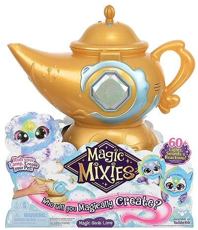 Magic Mixies - Lampara mágica de Color Azul, Juguete Interactivo, Juego de Magia con muñeco de un Genio Mixie, con Luces, Sonidos y Efectos de Niebla, para niños y niñas +5 años, Famosa (MGX09200)