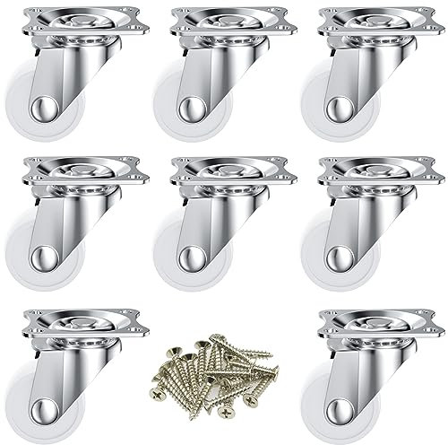 8 PCS White Universal Swivel Casters,25mm(1 inch) Castor Wheels for Furniture