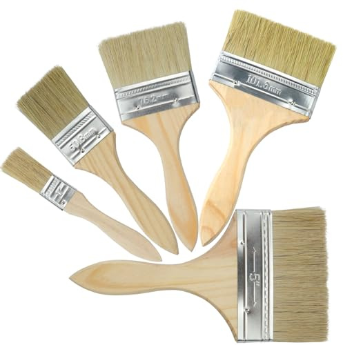 YGNNBC Set di 5 pennelli da pittura, manico in legno, set di pennelli per mobili, pittura e decorazione fai da te, pennelli professionali per la decorazione di interni ed esterni