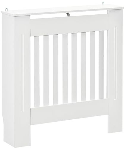 HOMCOM Cubre Radiadores Cubierta de Radiador Moderna Cubreradiador de MDF para Sala de Estar Dormitorio 78x19x81 cm Blanco