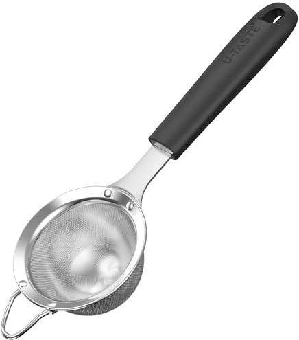 U-Taste Tamiz de malla fina pequeño, colador cocina, acero 18/8, Negro