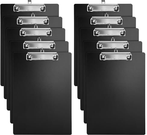 10 Pièces Porte Blocs en Bois A5,Porte-Bloc avec Pince,Planchettes à Pince Porte-Formulaires,Noir