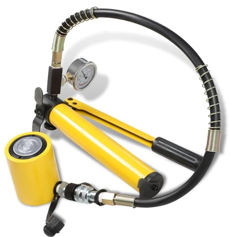 Nakkaa 20 Ton Hydraulic Jack and CP-180 Hand Pump 2 Stroke with Pressure Gauge for Vehicle Maintenance Mechanical Installation Construction