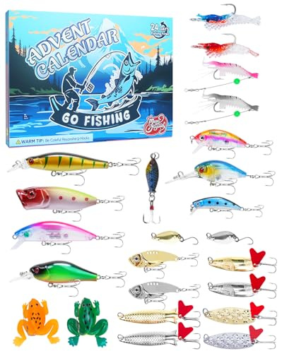 Lot de 18 leurres de pêche différents, boîte avec leurres à lancer et leurres grenouille (poisson 2)
