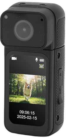 Denash Caméra Portable 2,7k, Vélo, Marche, Randonnée, Longe de Suspension Magnétique à 180 Degrés, Enregistrement Vidéo Transparent, 64 Go (Black)