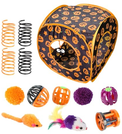 Set di giocattoli per gatti – Set di giocattoli per gatti in poliestere, a forma di menta gattina, per Halloween, a forma di , a forma di gattina, con piume