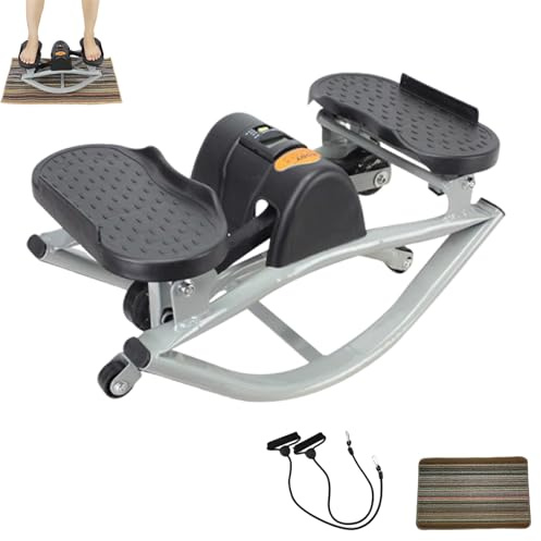 Stepper da roccia compatto portatile da un lato all'altro, mini stepper a dondolo laterale, con display digitale, coperta protettiva, per gambe di glutei addominali palestra casa ufficio gray
