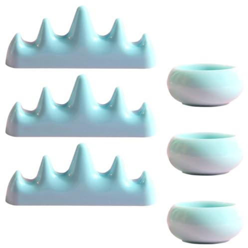 Uonlytech Ensemble 6 Pièces pour Nail Art 3 Gobelets de Lavage et 3 Supports à Pinceaux à Ongles en Plastique Solide, Porte-brosse à Ongles Pratique pour Manucure Professionnelle et Usage