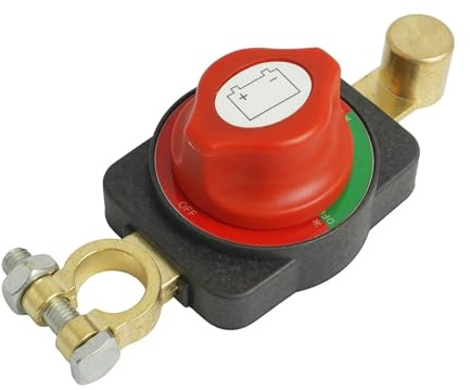 GWEOR Staccabatteria Auto Universale 12V/24V, Interruttore Batteria Professionale con Manopola Rossa per Camper, Barca, Moto e Camion, Sezionatore Isolatore di Corrente ad Alta Resistenza
