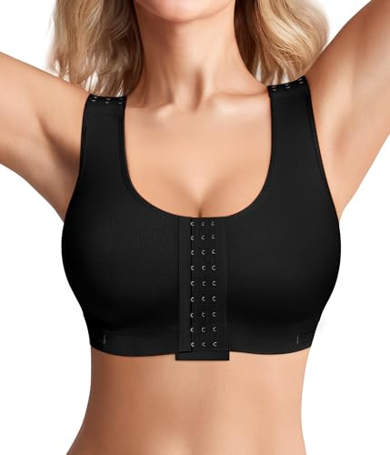 Junlan Reggiseno A Compressione Dopo Intervento al Seno, Donna Senza Ferretto con Chiusura Anteriore, Supporto Forte per Correzione Postura E Sportivo Racerback